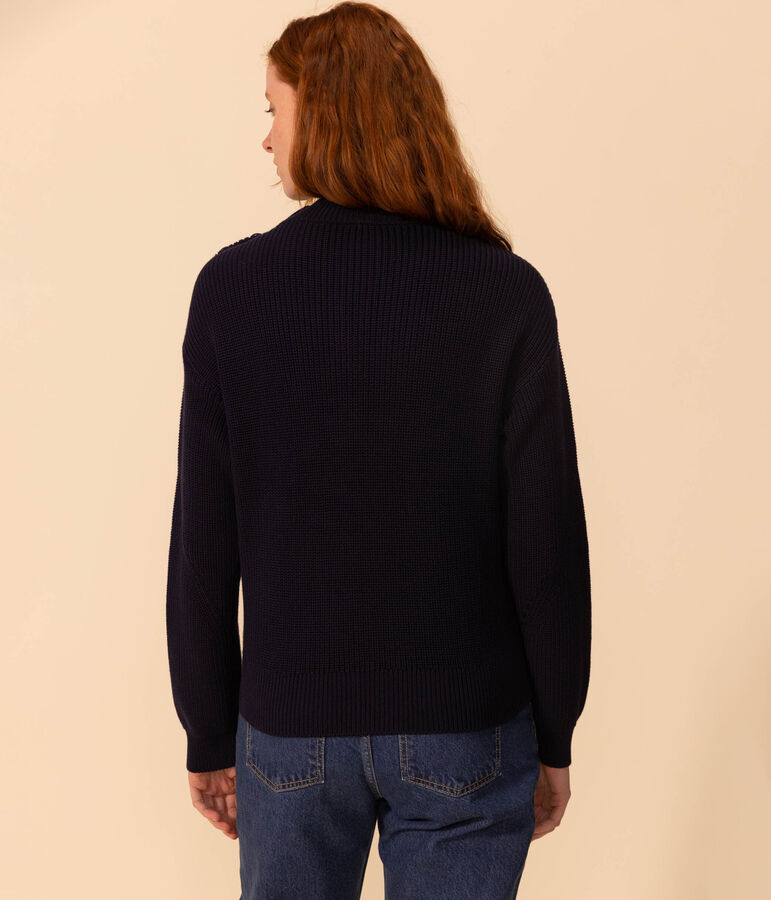 Pull en c&ocirc;te anglaise en coton Femme bleu