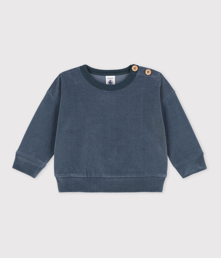 Sweatshirt b&eacute;b&eacute; en velours gris