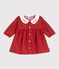 Robe bébé en coton manches longues imprimée et col brodé rouge AMARANTE/ TERKUIT