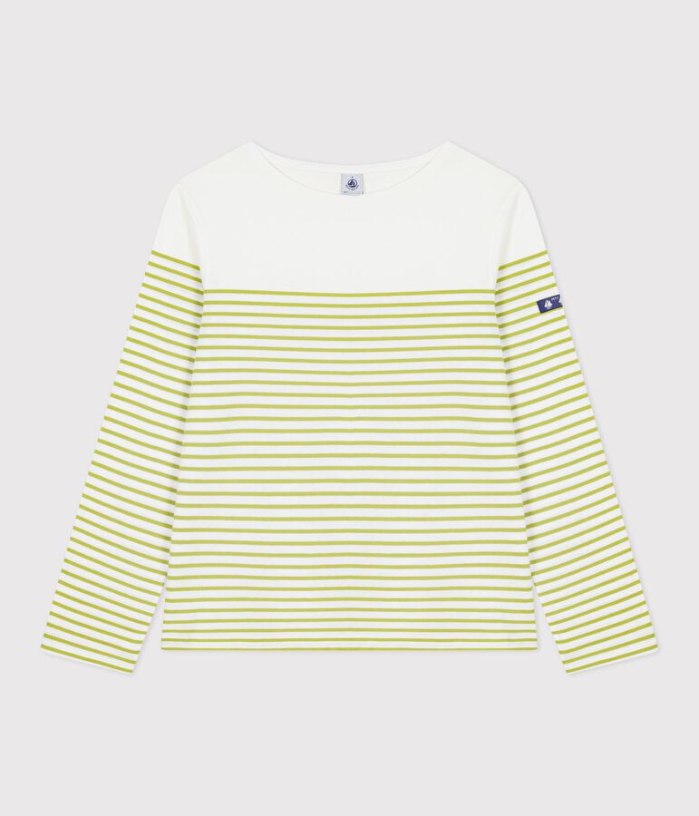 Marini&egrave;re femme en coton &agrave; rayures vert MARSHMALLOW/ MOSS