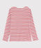 T-shirt marinière fille et garçon blanc MARSHMALLOW/rouge PEPS