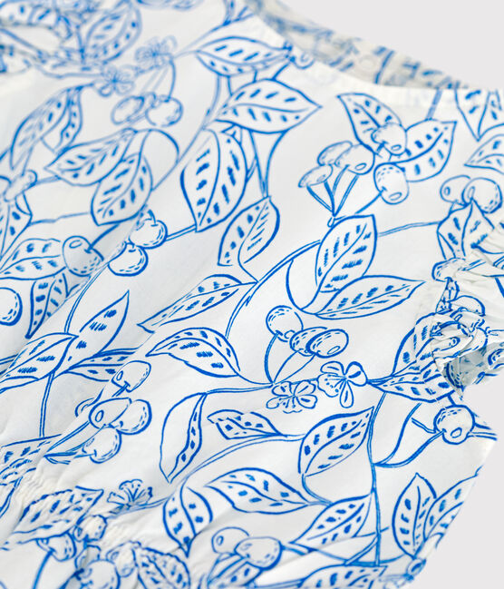 Combicourte bébé en coton sans manches, imprimée cerises bleues bleu MARSHMALLOW/ PORCELANA