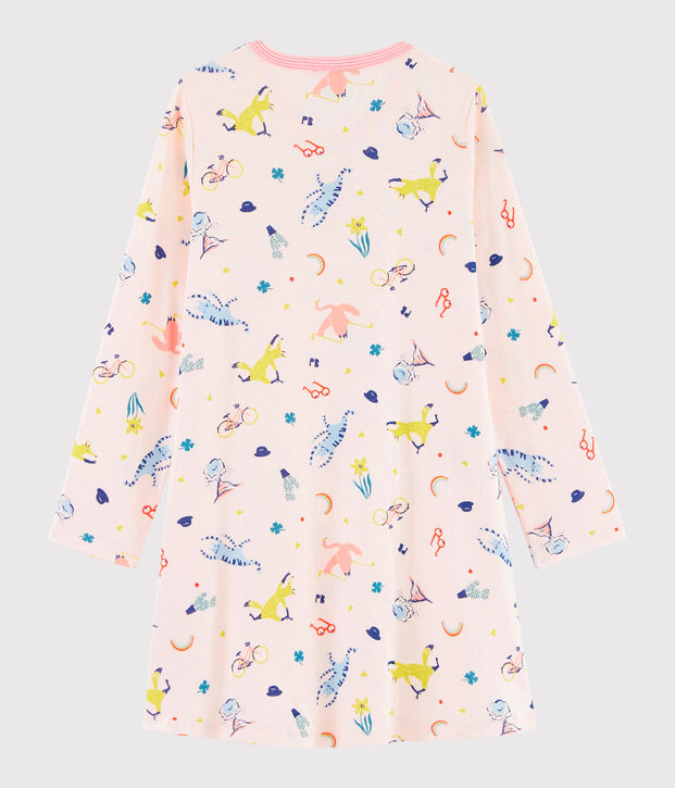 Chemise de nuit imprim&eacute; fantaisie petite fille en c&ocirc;te rose/multicouleur