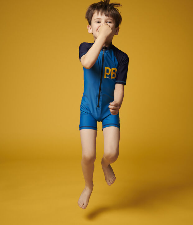 Combinaison anti-uv recycl&eacute;e enfant gar&ccedil;on bleu