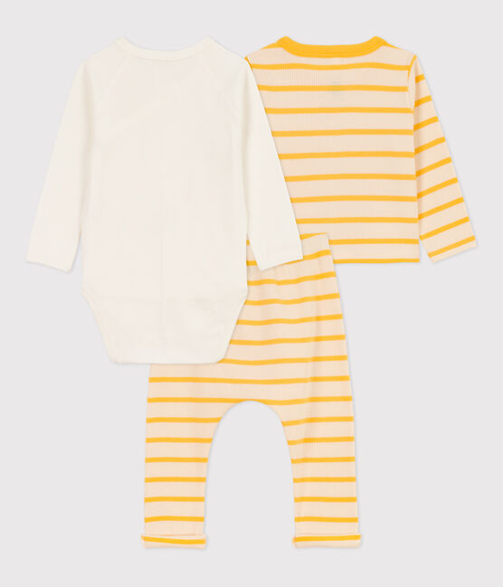 Ensemble à rayure marinière en coton bébé jaune AVALANCHE/blanc DAISY