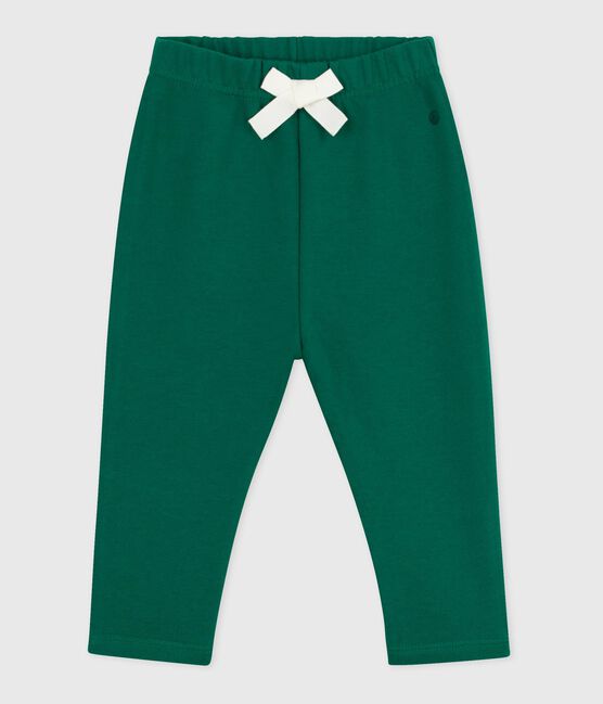Pantalon bébé en coton uni vert EVERGREEN