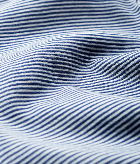 BODY MANCHES LONGUES À RAYURES BÉBÉ EN LAINE ET COTON bleu MEDIEVAL/blanc MARSHMALLOW