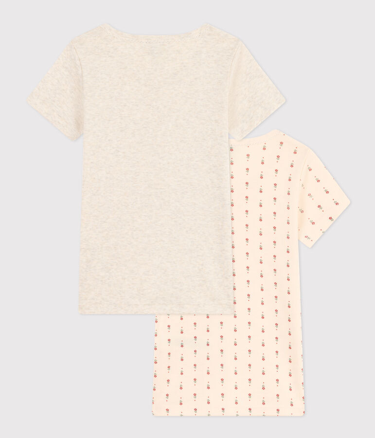 Lot de 2 tee-shirts &agrave; manches courtes fleur en coton enfant variante 1