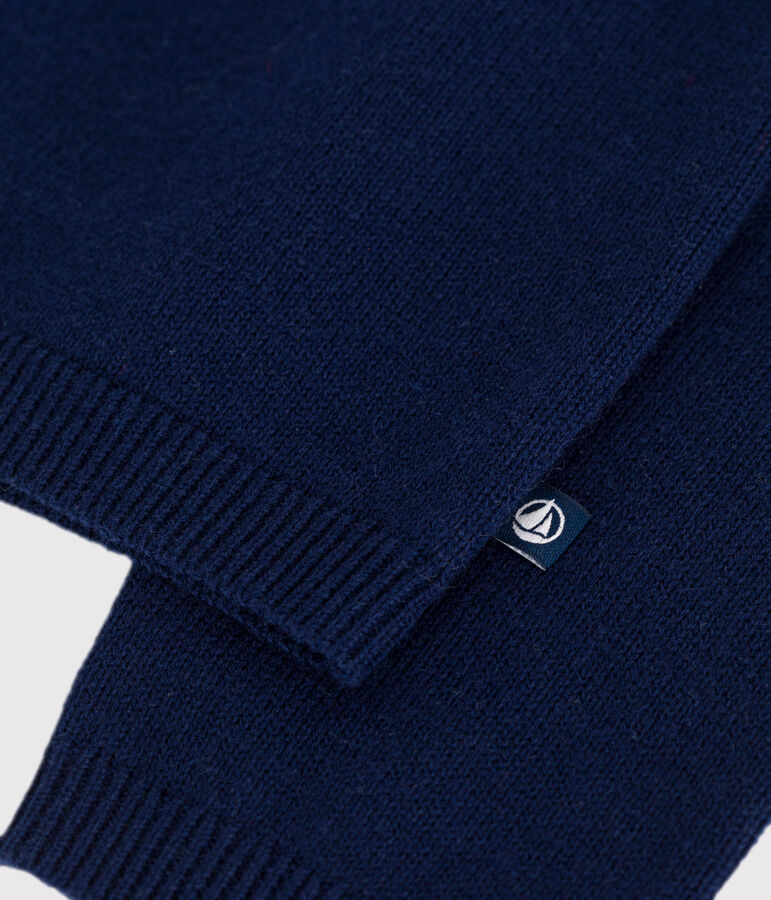 Cardigan enfant en laine et coton uni bleu SOIR