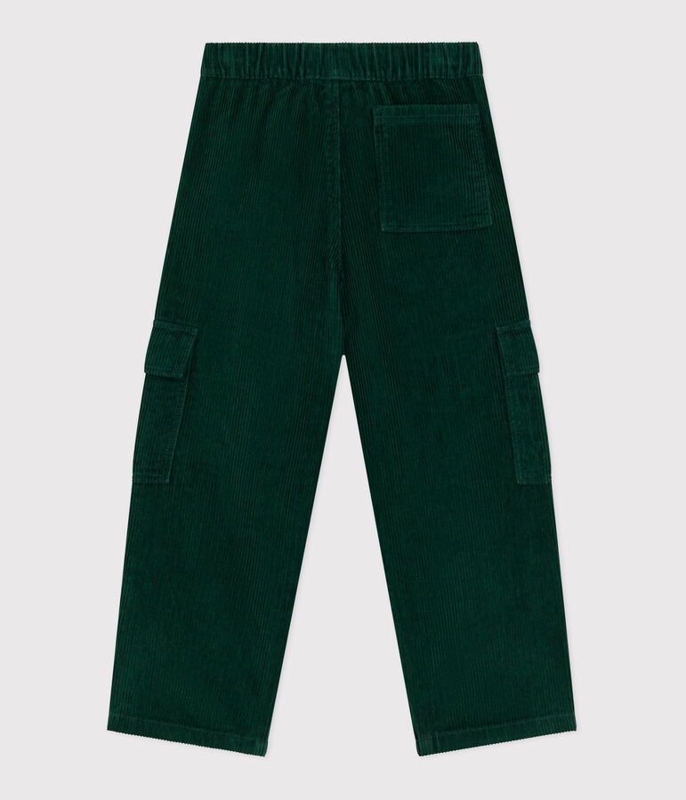 Pantalon cargo enfant en velours uni vert WILLOW