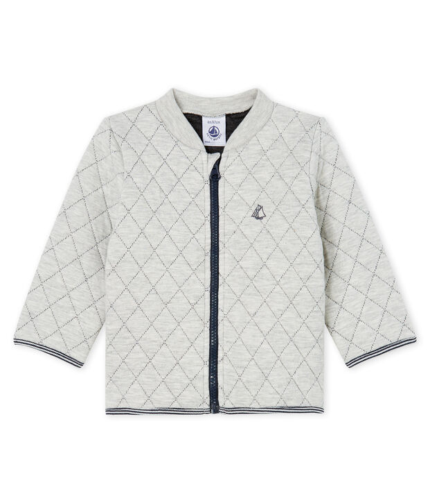 Cardigan b&eacute;b&eacute; gar&ccedil;on en tubique matelass&eacute; gris