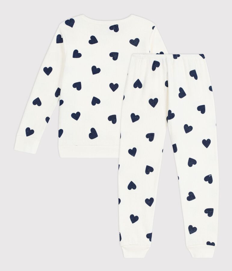 Pyjama enfant en coton &eacute;ponge imprim&eacute; c&oelig;urs bleu MILK/ SOIR