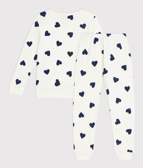 Pyjama enfant en coton éponge imprimé cœurs bleu MILK/ SOIR