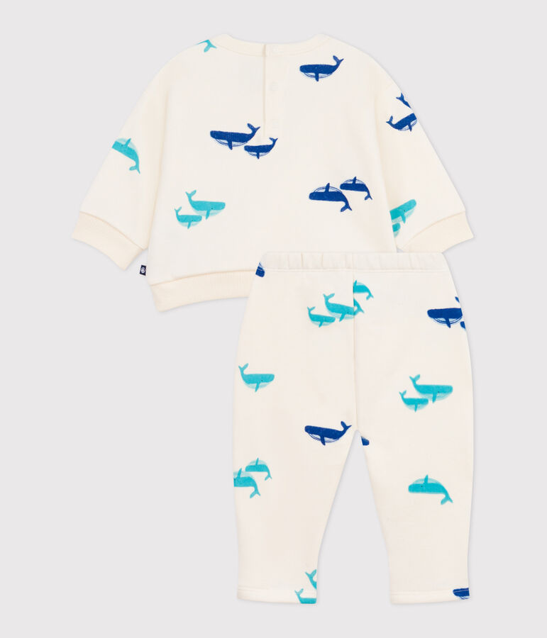 Ensemble sweatshirt et pantalon b&eacute;b&eacute; en coton imprim&eacute; baleine MILK/ MULTICO