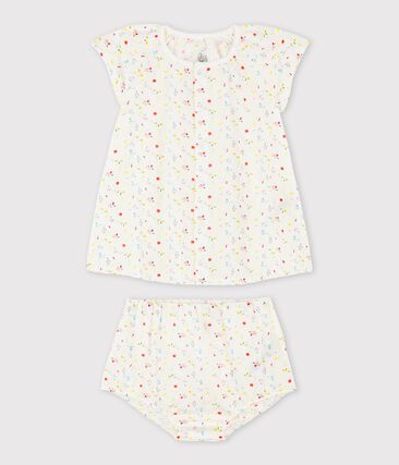PETIT BATEAU - Robe manches courtes fruitée avec bloomer bébé fille en tubique chaine et trame en coton biologique