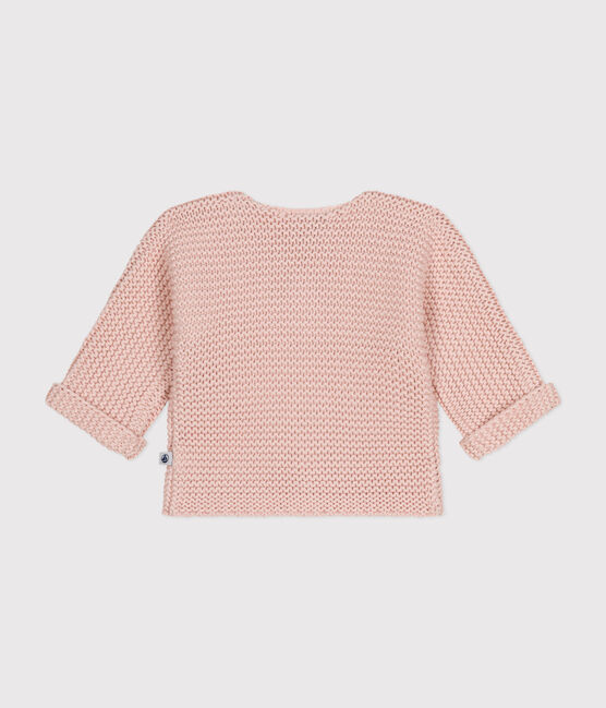 Cardigan en tricot point mousse bébé rose SALINE