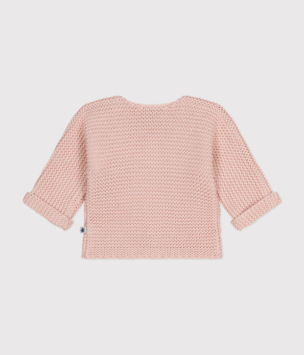 Cardigan en tricot point mousse b&eacute;b&eacute; rose