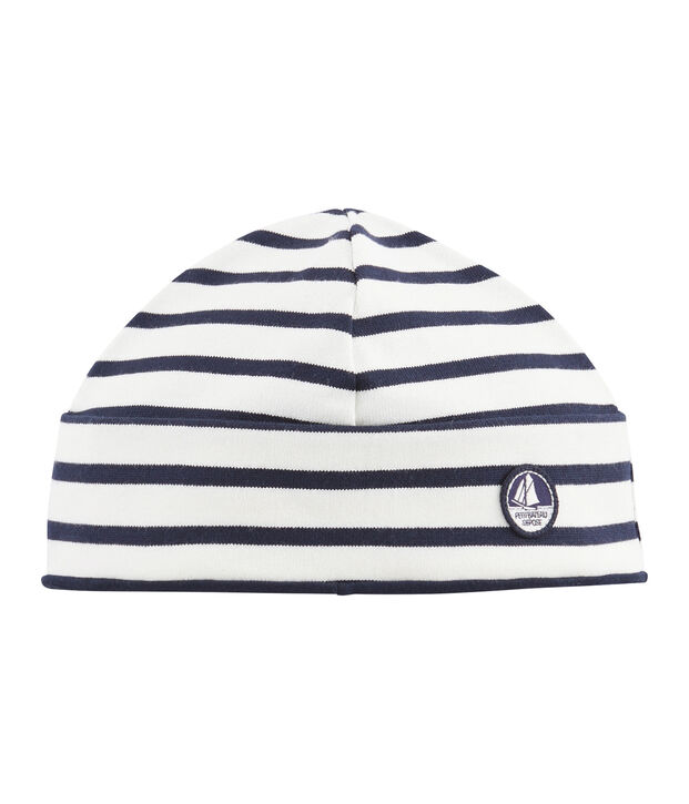 Bonnet femme blanc/bleu