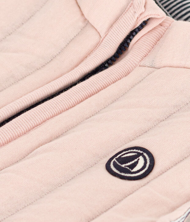 Veste sans manche en tubique matelass&eacute; b&eacute;b&eacute; rose