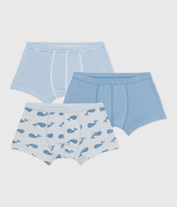Lot de boxers enfant en coton &agrave; ceinture collet&eacute;e imprim&eacute; baleine multicouleur