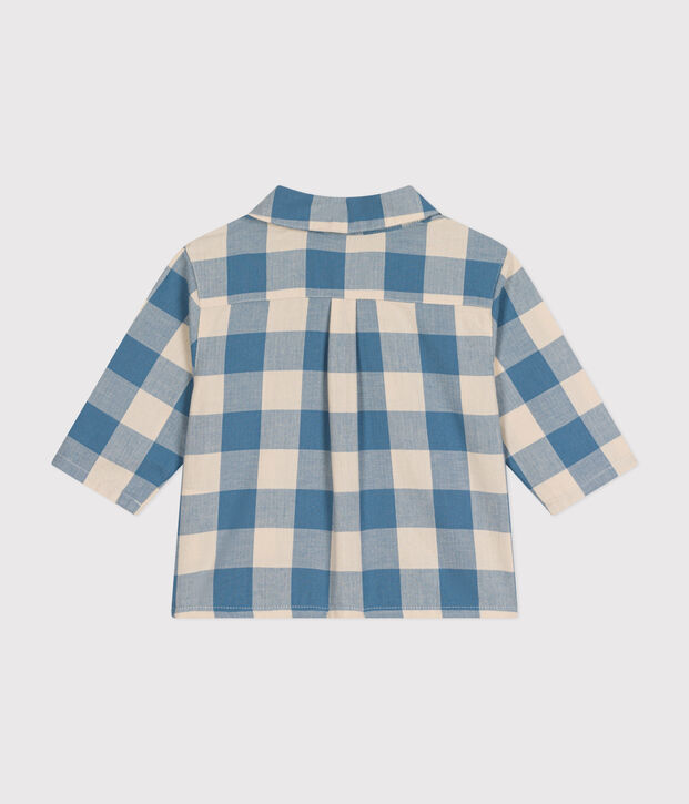 Chemise en flanelle b&eacute;b&eacute; bleu/&eacute;cru