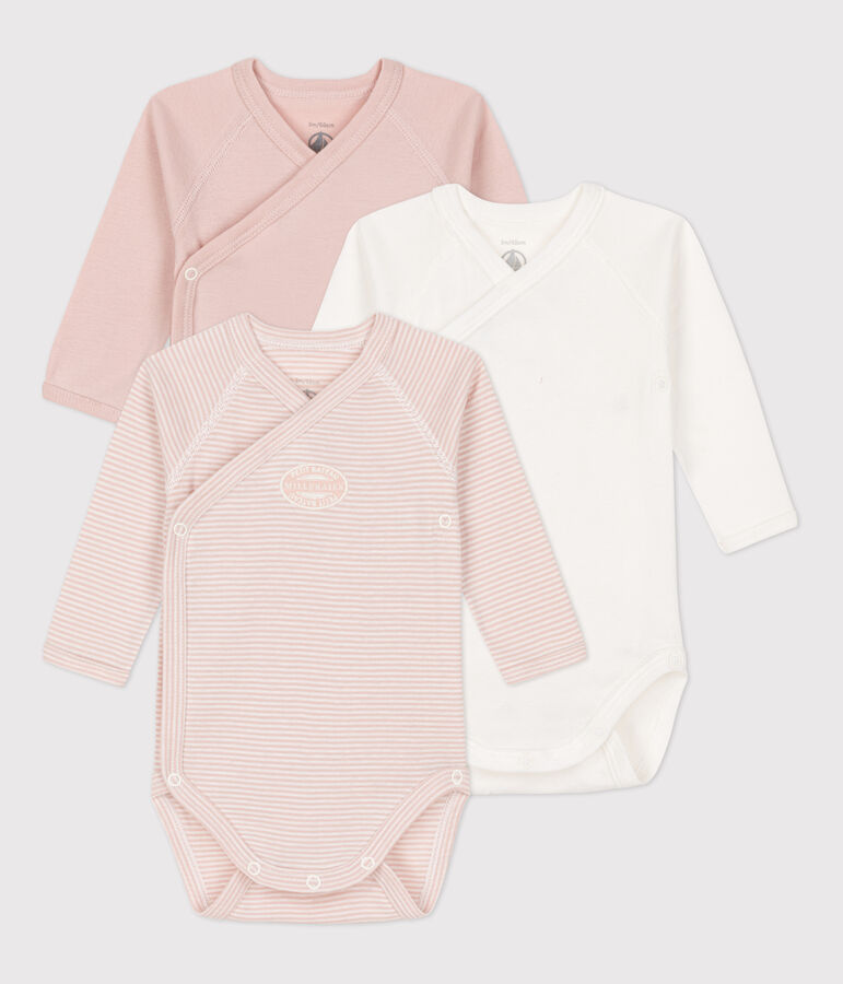 Lot de 3 bodies manches longues b&eacute;b&eacute; en coton multicouleur
