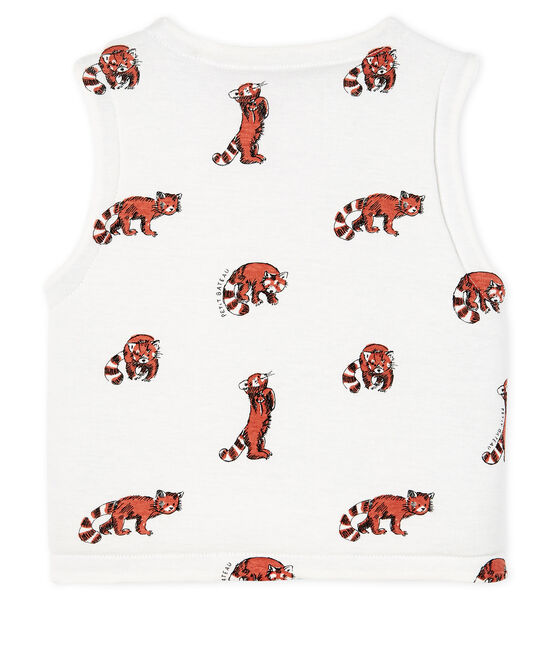 Gilet sans manches réversible bébé garçon en côte ouatinée blanc MARSHMALLOW/ MULTICO CN