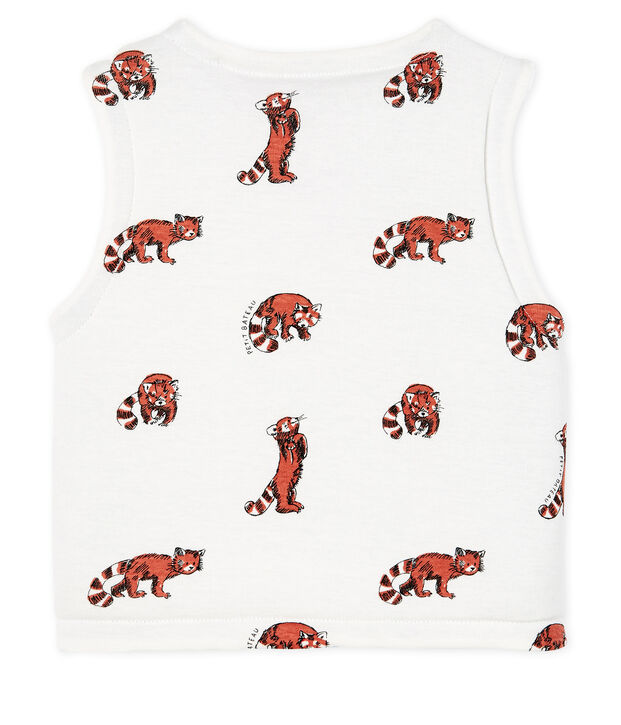 Gilet sans manches r&eacute;versible b&eacute;b&eacute; gar&ccedil;on en c&ocirc;te ouatin&eacute;e blanc/multicouleur
