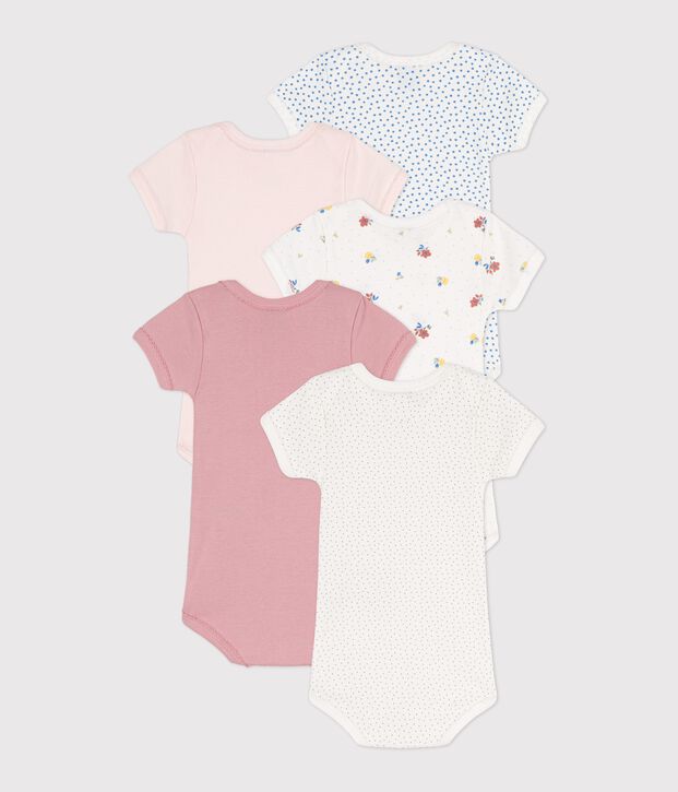 Lot de 5 bodies manches courtes en coton multicouleur