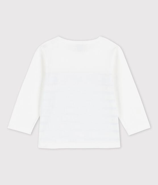 Tee-shirt manches longues en jersey bébé blanc MARSHMALLOW/bleu BRASIER