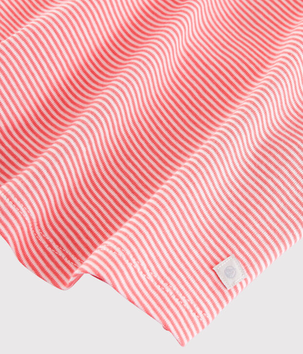 Pyjama &agrave; rayures milleraies petite fille en coton orange/blanc