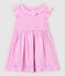 Robe manches courtes en crêpe bébé fille rose BOHEME
