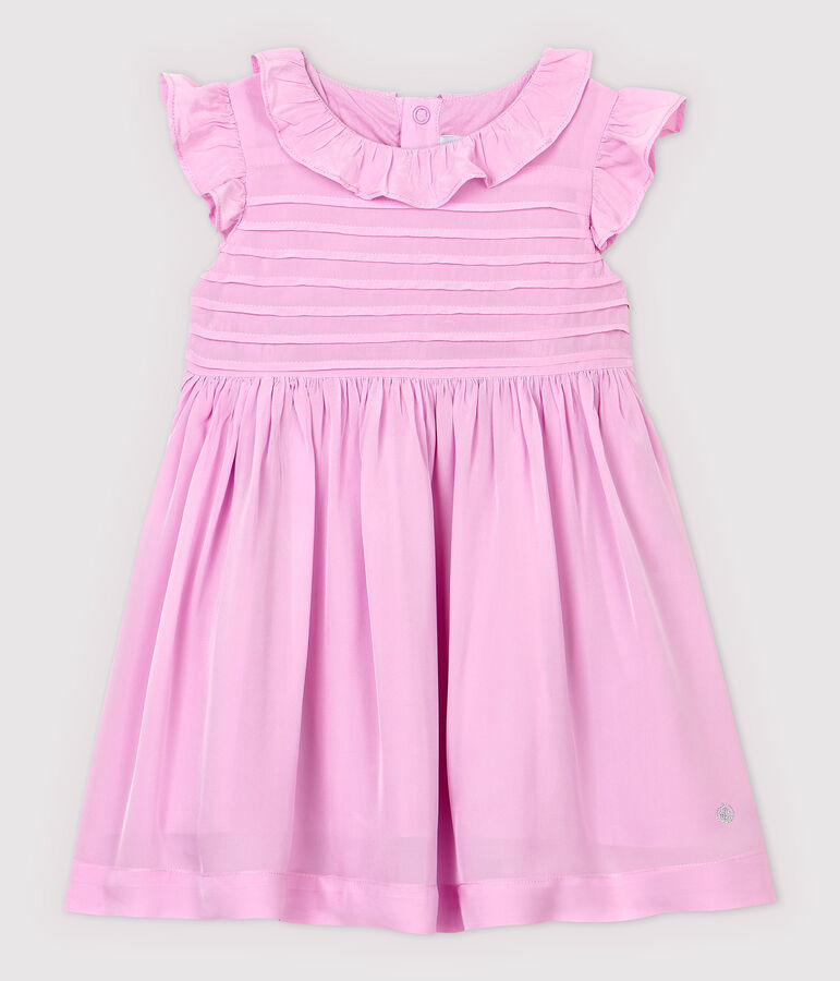 Robe manches courtes en cr&ecirc;pe b&eacute;b&eacute; fille rose BOHEME