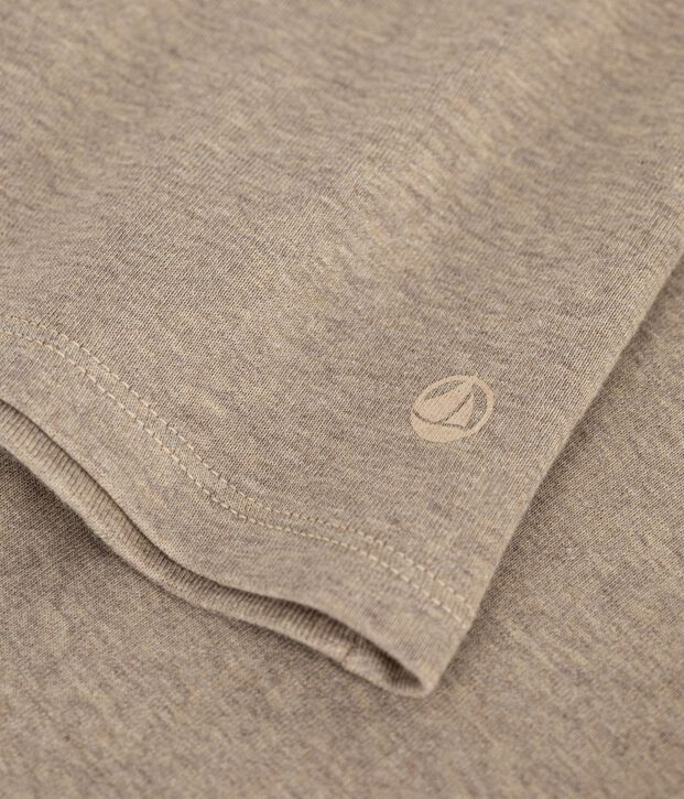 Tee-shirt femme en coton manches courtes uni beige