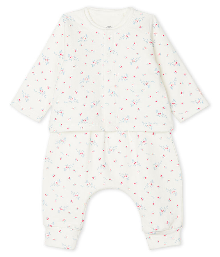 Ensemble 3 pi&egrave;ces b&eacute;b&eacute; mixte en tubique blanc/multicouleur
