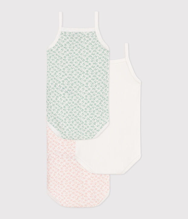 Lot de 3 bodies bretelles en coton fleuri b&eacute;b&eacute; multicouleur