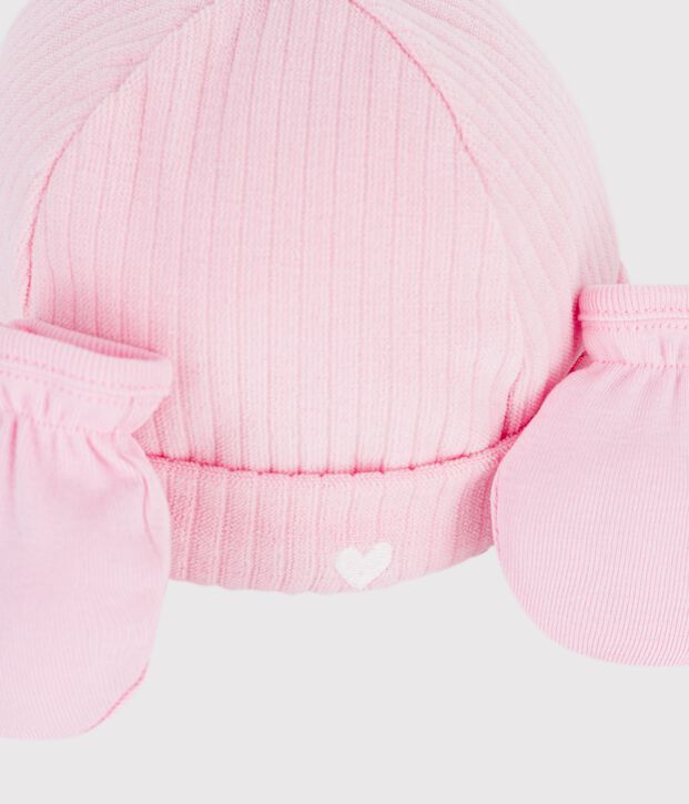 Lot de bonnet et moufles b&eacute;b&eacute; en coton multicouleur