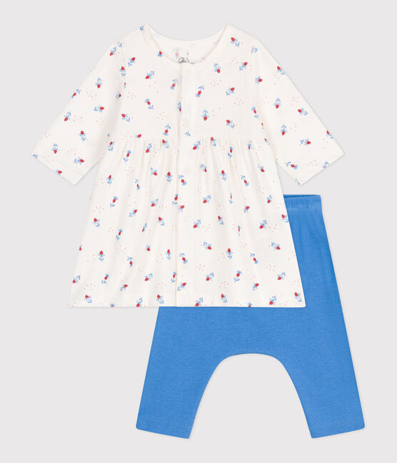 Robe bébé et legging en coton blanc MARSHMALLOW/blanc MULTICO