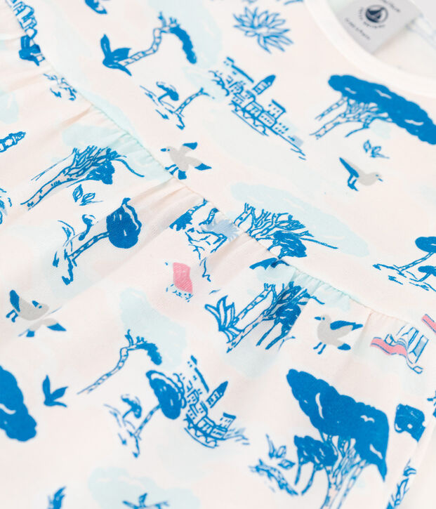 Robe imprim&eacute;e sans manches en jersey b&eacute;b&eacute; fille blanc/multicouleur