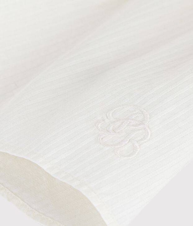 Blouse b&eacute;b&eacute; en popeline de coton manches courtes, unie blanc