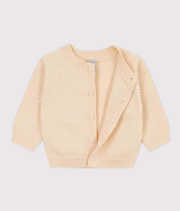 Cardigan b&eacute;b&eacute; en tricot de coton &eacute;cru