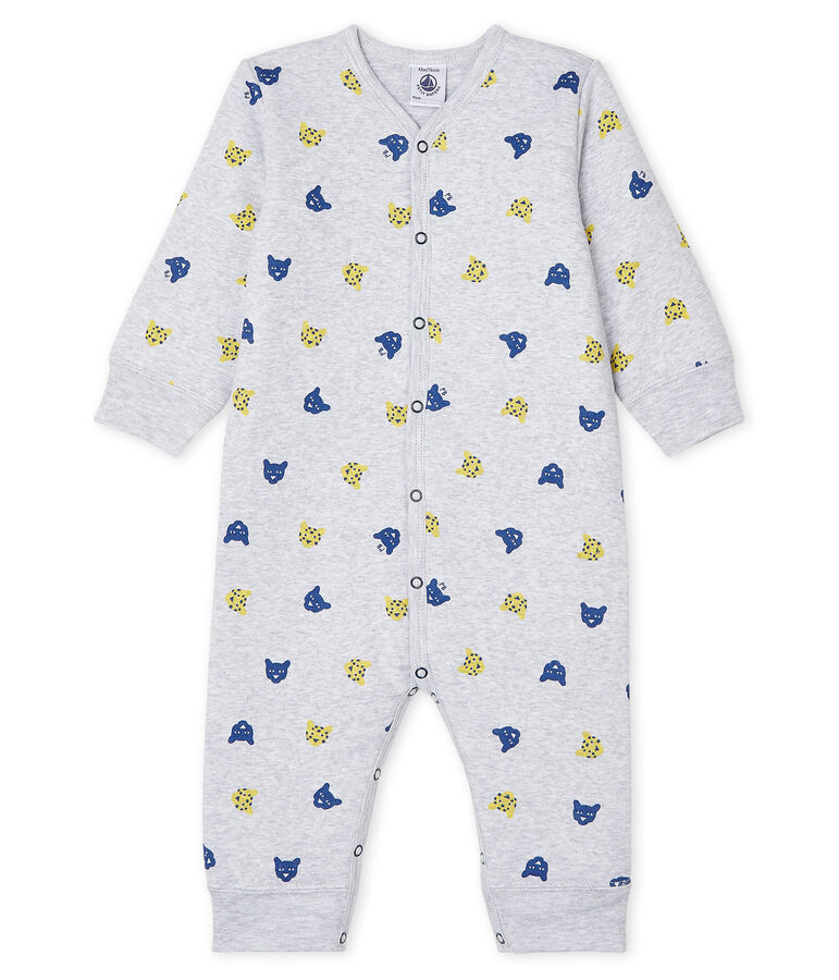 Dors Bien sans pieds b&eacute;b&eacute; gar&ccedil;on en c&ocirc;te ouatin&eacute;e gris POUSSIERE/blanc MULTICO