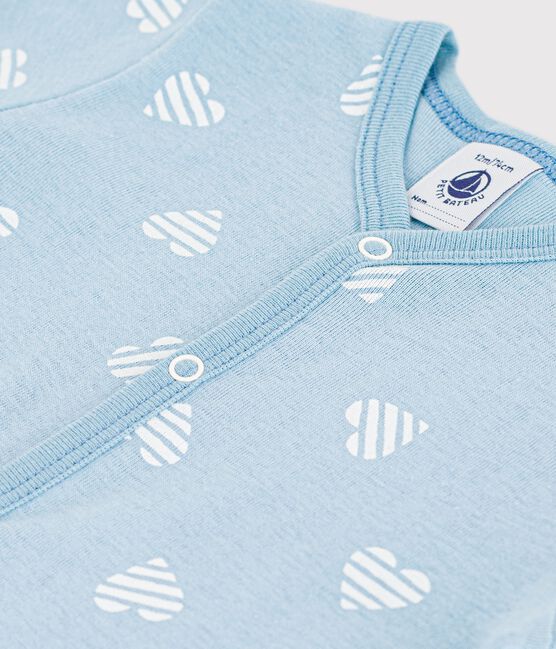 Combinaison courte bébé en coton imprimé cœurs MIMI/ MARSHMALLOW