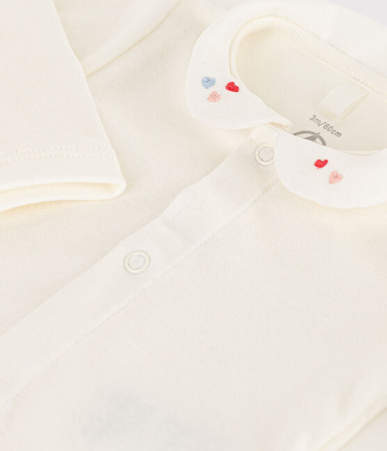 Body blanc à col bébé en coton biologique blanc MARSHMALLOW