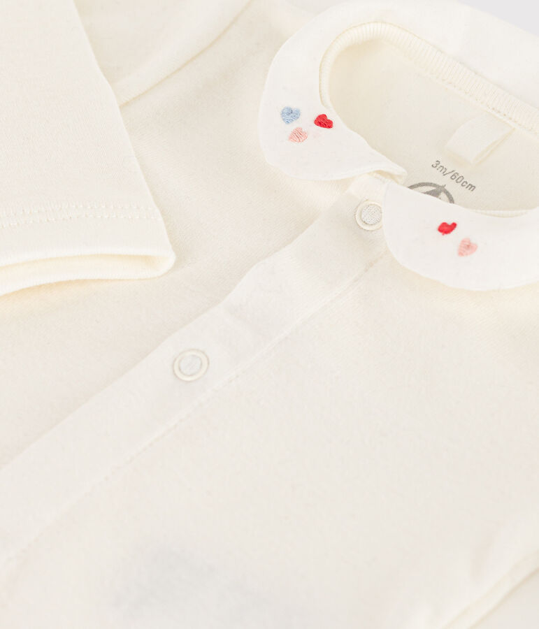 Body blanc &agrave; col b&eacute;b&eacute; en coton biologique blanc MARSHMALLOW