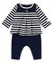 Combinaison longue bébé fille bleu SMOKING/blanc MARSHMALLOW