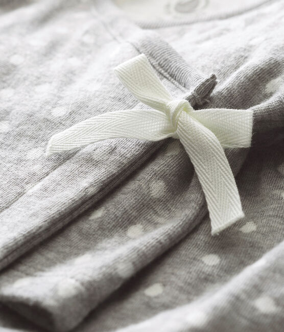 Ensemble bébé fille en tubique jacquard gris SUBWAY/blanc MULTICO