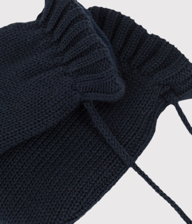 Moufles b&eacute;b&eacute; en tricot doubl&eacute;es en polaire recycl&eacute;e bleu