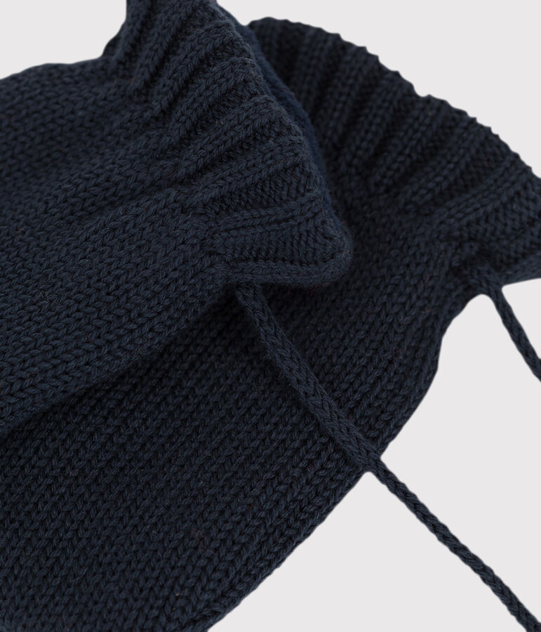 Moufles b&eacute;b&eacute; en tricot doubl&eacute;es en polaire recycl&eacute;e bleu SMOKING