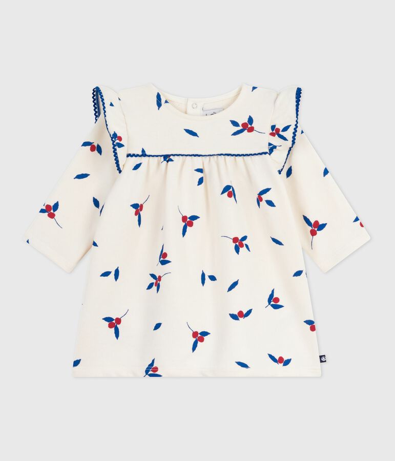Robe b&eacute;b&eacute; en coton manches longues imprim&eacute;e baies MILK/ MULTICO